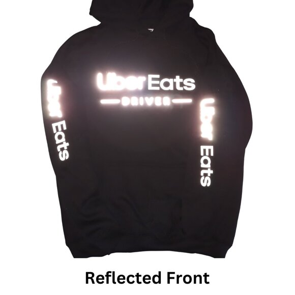 UberEats Reflective Hooded Sweatshirt Hoodie - Delivery Driver (Black) - Picture 5 of 17